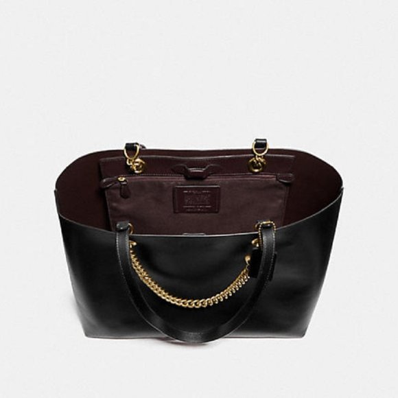 NWT COACH Brass/Black Signature Chain Central Tote - Picture 5 of 6